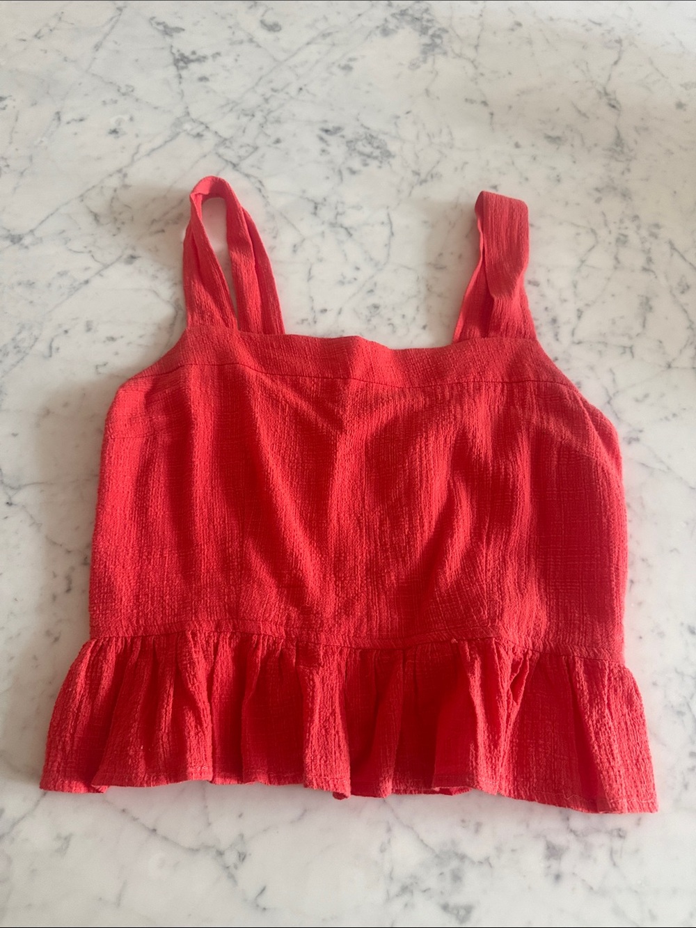 The Fifth Label Coral-Red Ruffle-Hem Tank Top